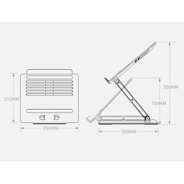 Ergonomisk Laptop Stand til Skrivebord, Justerbar Højde Op Til 30 cm, Laptop Riser Computer Stand til Laptop, Bærbare Laptop Stands, Passer til M