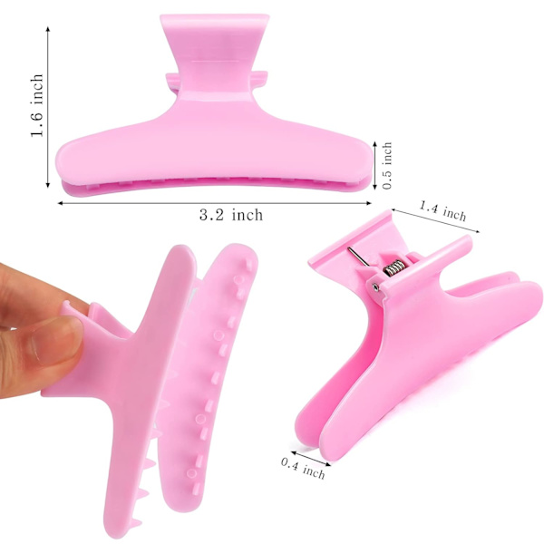 12 kappaleen pakkaus PInk Butterfly Hair Clamps Clips Hair Claw Clips Pro Salon Clip naisille ja tytöille Pink