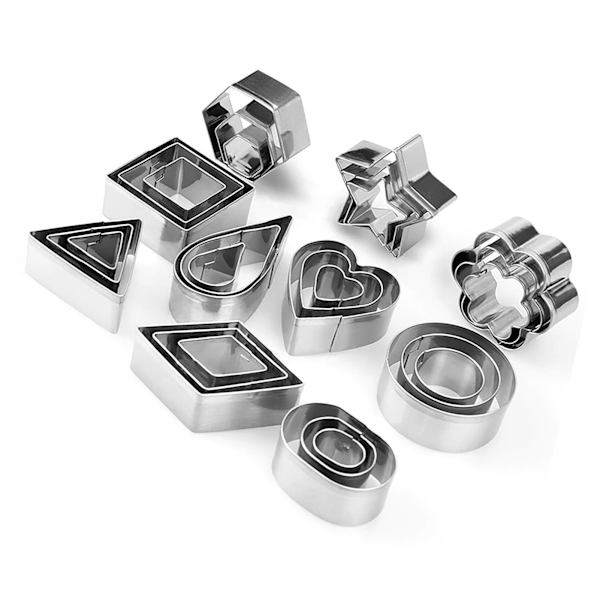 30 kpl metalliset keksileikkurit, erimuotoiset, ruostumattomasta teräksestä valmistettu rasia, metalliset keksileikkurit DIY-kakun ja suklaan leivontaan