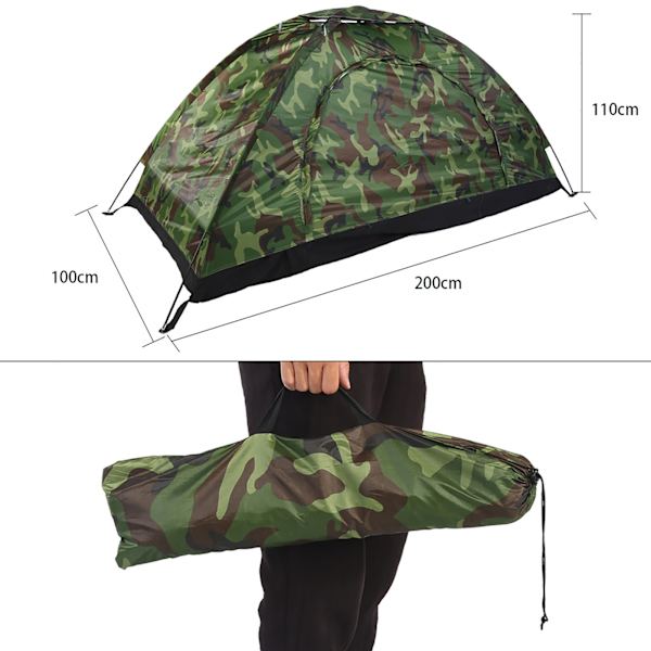 Utomhus Camouflage UV-skydd Vattentät Enpersons Tält för Camping Vandring