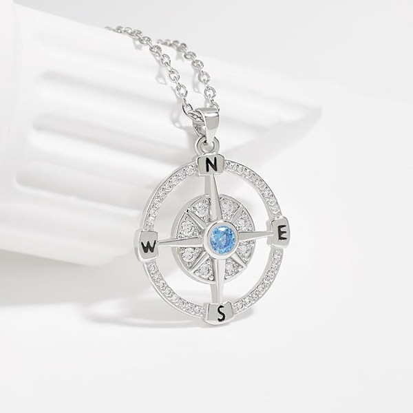 Hip hop minimalistisk design, high-end stjerneformet hullet kompass anheng halskjede Blue