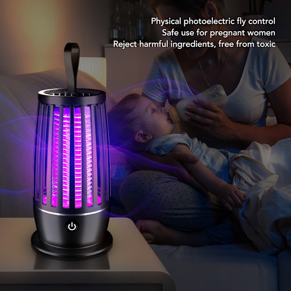 Elektrisk flugfälla 110V 220V PP USB uppladdningsbar tyst flugfälla lampa för inomhus utomhus