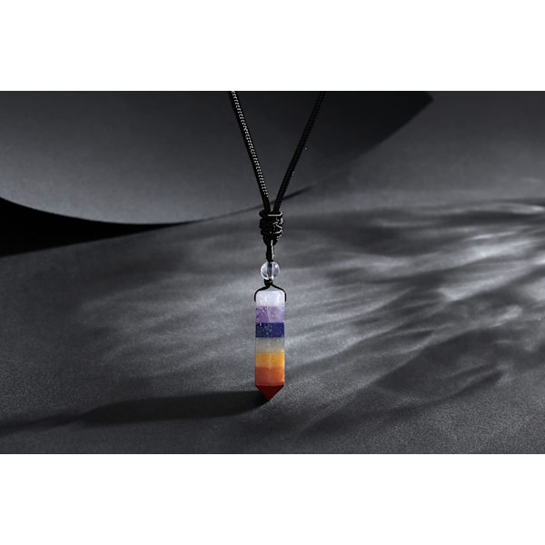 Krystal Halskæde til Mænd Kvinder Justerbar Reb Hexagonal Punkt Healing Krystal Naturlig Sten Vedhæng Halskæder Ædelsten Smykker 7 Chakra