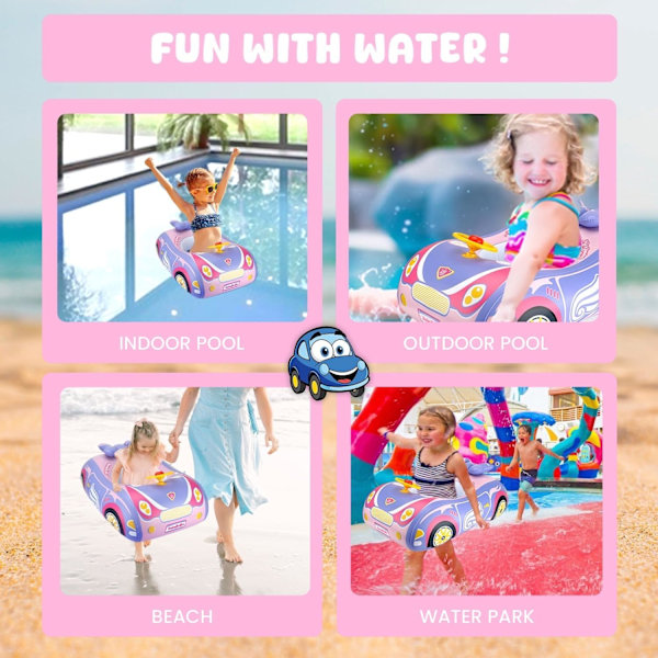3D Bil Baby Pool Float - Kraftig Babybadring för 12-48 Månader Småbarn, Säker Poolleksak för Pojkar & Flickor Purple Steering wheel 25*6*28cm