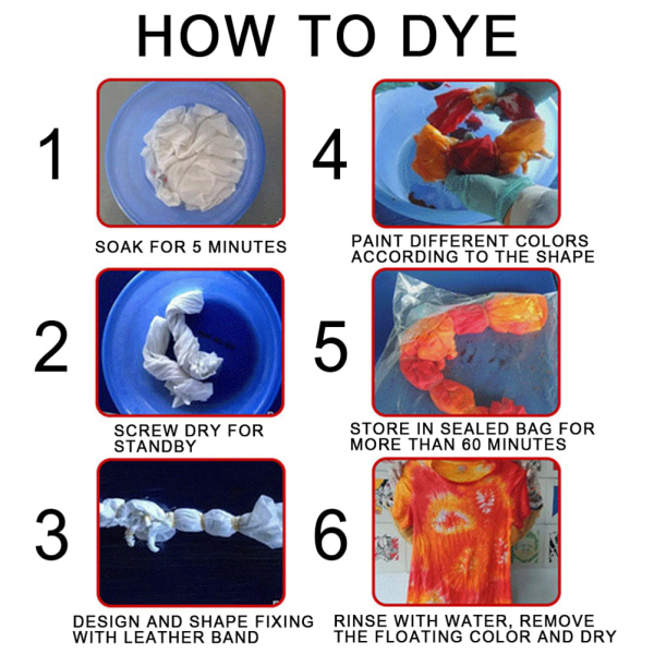 Tie Dye DIY Kit 18 Farver Tie Dye T-shirt Stof Farve til Kvinder Børn Mænd med Elastikker Handsker