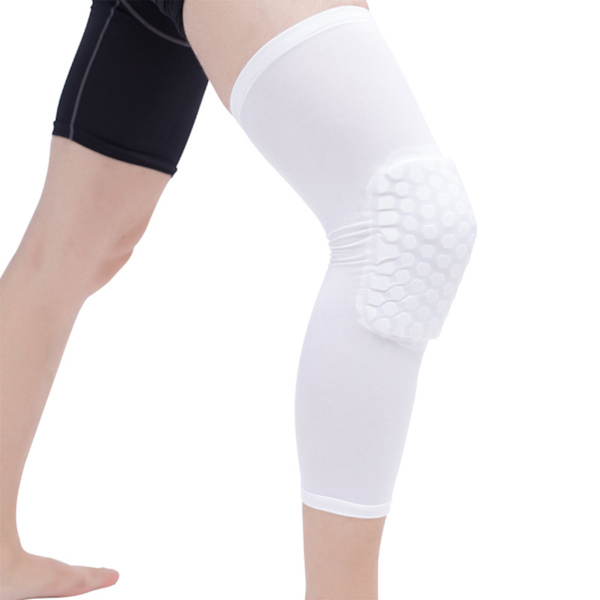 2PCS Knäskydd Unisex Förlängd Honeycomb Anti Kollision Kompressions Knäskydd för Basket White M