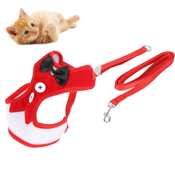 Kissan liivityyppiset valjaat säädettävällä talutushihnalla lemmikkieläinten pakenemisenkestävä liivihihna kävelyyn Red S
