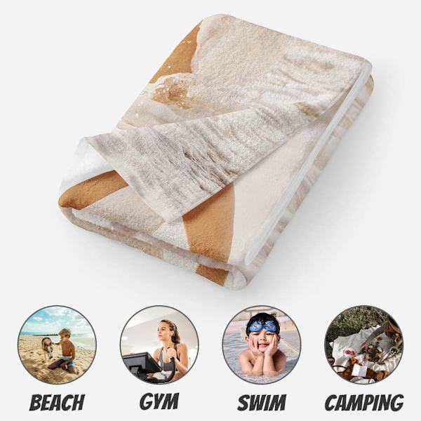 Personlig strandhandduk med foto, mikrofiberstrandhandduk, snabbtorkande strandhandduk med bilder och text, mjuk och bekväm - kostym 1 Photo