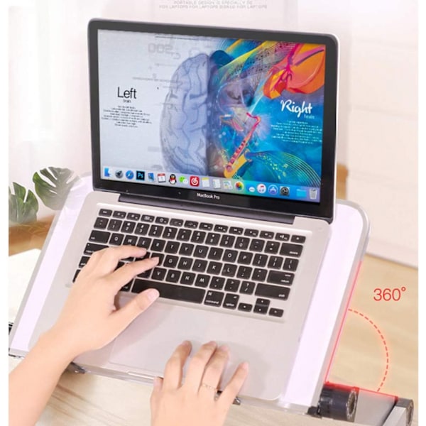 Sammenleggbart Laptop Stativ Justerbart Stativ Aluminium Bordstativ Universalt Bord Bærbart Ergonomisk Stativ (Hvit)
