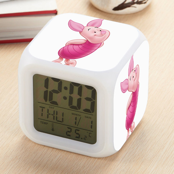 Piggy Big Action Digital LED Mute Luminous Multifunktionell Barn Kreativ Kvartett Färgglad Väckarklocka
