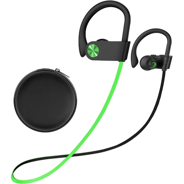 Bluetooth-hovedtelefoner, 5.3 trådløse sports-øretelefoner IPX7 vandtætte med mikrofon, stereo-svedsikre in-ear-hovedtelefoner, støjreducerende headset til fitnesscenterløb A,GreenBlack