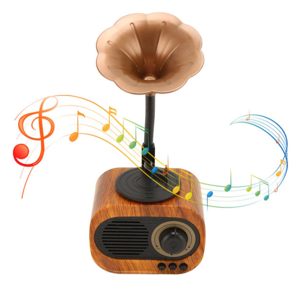 Bluetooth högtalare retro fonografform Uppladdningsbar bärbar trådlös stereoradio