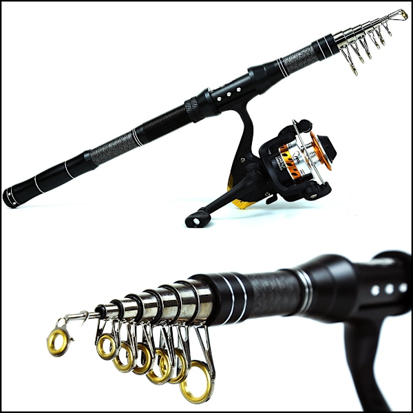 1pc Fiske Rulle Spö Utrustning Set, Inklusive Kolfiber Spö, Lång Gjutning Fiske Rulle, Fiske Mjuk Hård Bete, Och Fler Tillbehör, 2.4cm