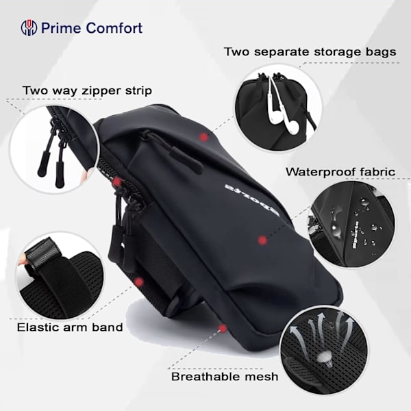 Telefonholder, liten crossbody-veske med armstropp for løping, gåing, fotturer og sykling 6,7 tommer Dual-use diagonal arm bag  （mørkeblå）