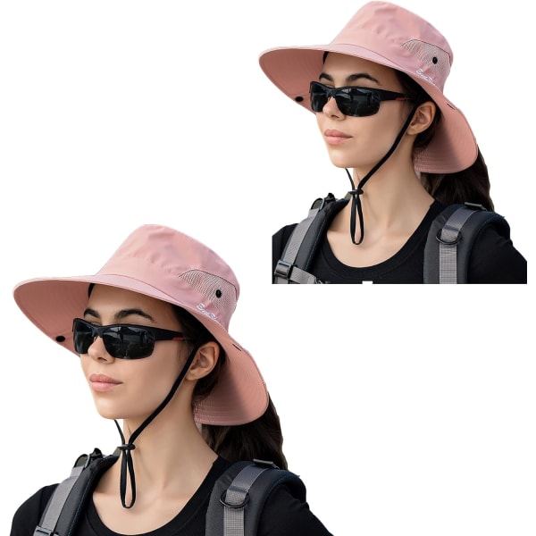 Solhat til kvinder og mænd 3u201d bred skygge UPF 50+ fiskeri strand spand hatte 2Pink
