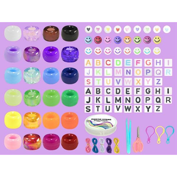 DIY-hantverksgåvor för flickor Pärlset, 1100 st Pony Beads Armband Tillverkningssatser med Dekorativa Pärlor och Berlocker, Hantverksmaterial för Barn, Vuxna