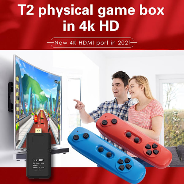 Retro-pelikonsolit, jotka ovat yhteensopivia High Definition Multimedia Interface HD 4K -lähdön kanssa, urheilulliset liikkeentunnistuspelit, 2 langatonta eleohjainta