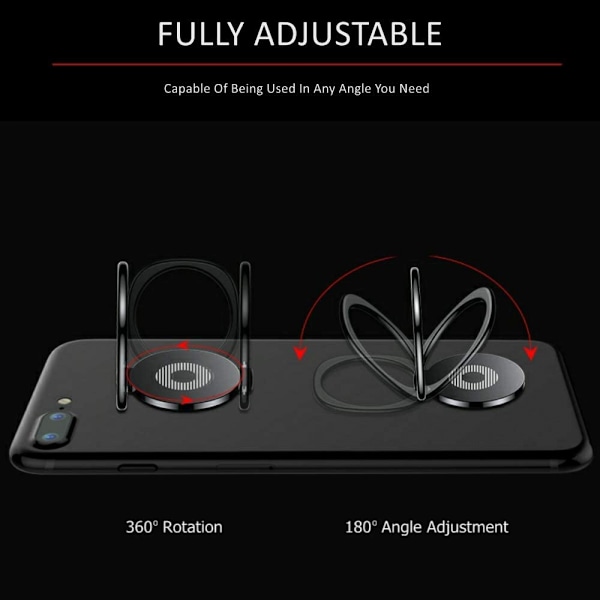 Mobiltelefon Ring Holder Fingerstøtte Drejer 360° Grader & 180° Grader Justerbar for at Passe Dine Behov Hjælper med at Stabilisere Telefonen til Sel