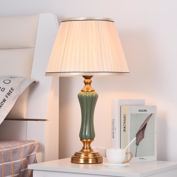 Amerikansk bordslampa vintage dekorativ keramisk sänglampa