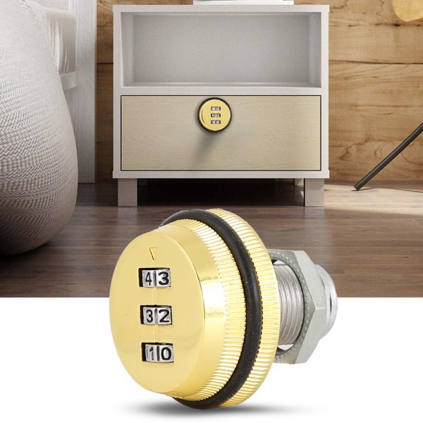 Mekaaninen koodi 3-numeroinen salasana postilaatikon kaapin lukko sinkkiseosKulta 20mm/0.79in