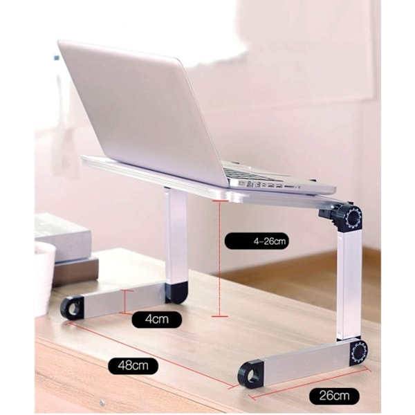 Sammenleggbart Laptop Stativ Justerbart Stativ Aluminium Bordstativ Universalt Bord Bærbart Ergonomisk Stativ (Hvit)