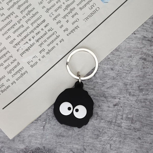 Pehmeä silikonikotelo Airtagille avainrenkaalla, yhteensopiva Apple Air Tag -pidikkeen avaimenperän kanssa avaimille, matkatavaroille, lemmikkieläinten koiran tai kissan kaulapannalle, repulle, An Black Coal Ball