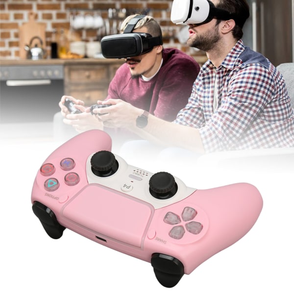 Trådløs Bluetooth-kontroller med oppladbart batteri - Spillkontroll for PS4, PS5, Windows 7, 8, 10, PC, nettbrett - Rosa