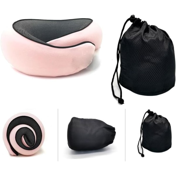 Travel Neck Pillow, Memory Foam Travel Neck Pillow, 360 Degree Comfort and Breathability, Airplane Travel Neck Pillow, Stowable U-Shaped Pillow