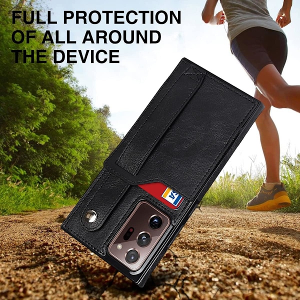 Designad för Samsung Galaxy Note 20 Ultra/Note20 Plus 5G Plånboksfodral med Justerbar Handledsrem Ställ PU Läder Kreditkortsfack