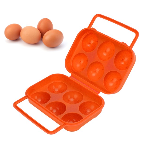 Bärbar case ABS 6 Grid ägglåda för utomhus äggförvaring inomhusOrange