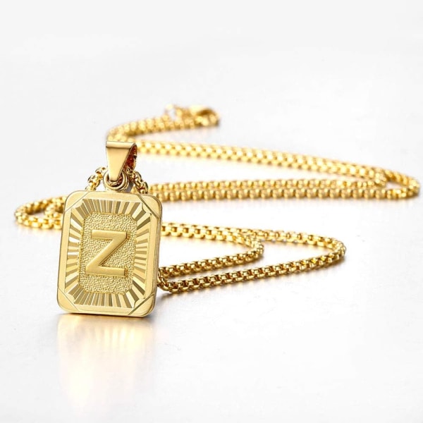 Initial A-Z Bokstavshänge Halsband Herr Dam Stora Bokstäver Guldpläterat Rostfritt Stål Lådlänk 22 tum Gold Y