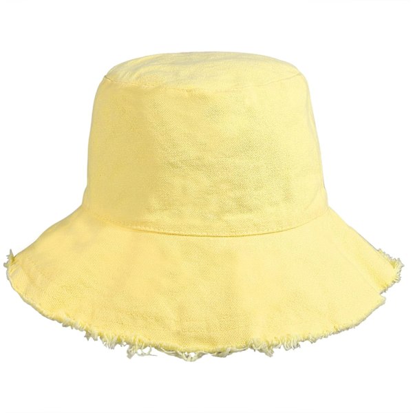 Solhattar för kvinnor Sommar Casual Bred Brätte Bomull Bucket Hat Strand Semester Resa Tillbehör Yellow
