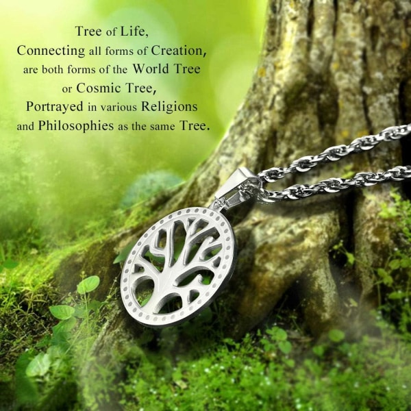 Livets Træ Halskæde, Naturlig Spirituel Halskæde, Familie Træ Halskæde, Mænd Kvinder Smykker, Kommer Gaveæske silver