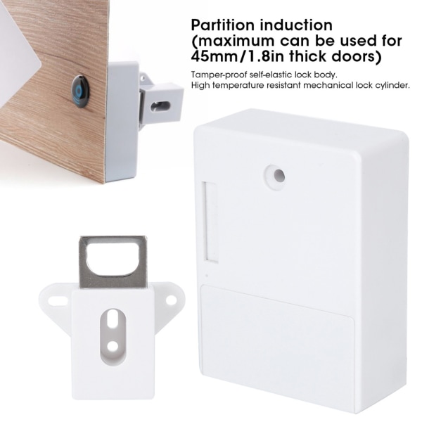 125KHz Smart skabslås Elektronisk RFID-kortåbning Ingen boremaskine til garderobe Saunaskab Hvid
