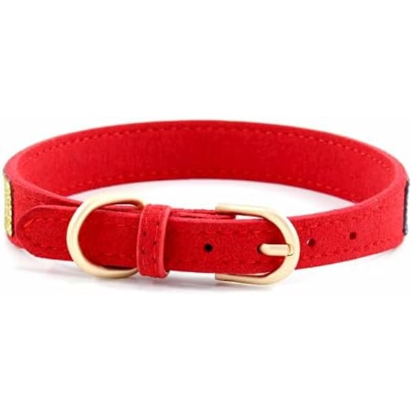 Rhinestone Hundehalsbånd, Søt Blendende Glitrende Mykt Semsket Skinn Hundehalsbånd Rhinestone Halsbånd Krystall Diamant Kjæledyr Hunde Valp Halsbånd (XS, Rød-3) Red XS