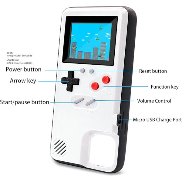 Spelkonsolfodral för iPhone, Retro Skyddsfodral Självdrivet Fodral med 36 Små Spel, Fullfärgsskärm, Stöttåligt Videospel C