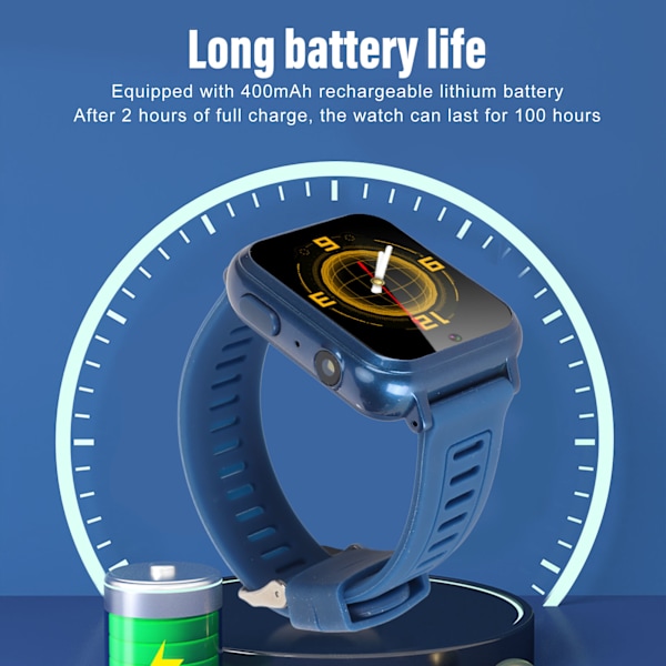 S16 Multifunktionelt børns smartwatch IPS HD farve touchskærm dobbelt kamera børnetelefon ur til drenge piger Dark Blue