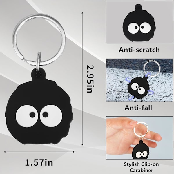 Pehmeä silikonikotelo Airtagille avainrenkaalla, yhteensopiva Apple Air Tag -pidikkeen avaimenperän kanssa avaimille, matkatavaroille, lemmikkieläinten koiran tai kissan kaulapannalle, repulle, An Black Coal Ball