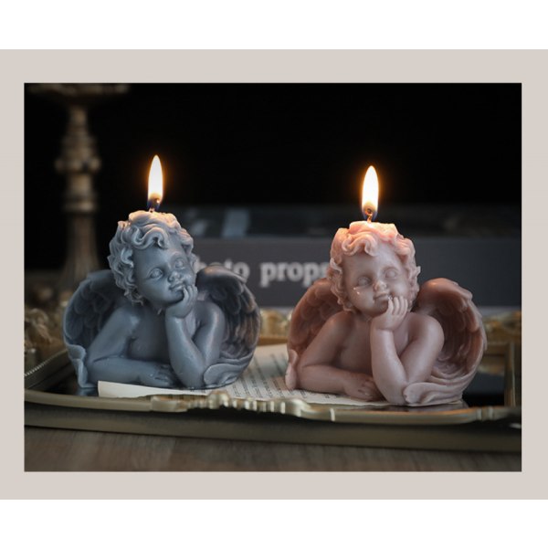 Ängelformat doftljus, dekorativt doftsojavax, handgjorda estetiska ljus för bordsfototillbehör Födelsedagspresent (ROSA)