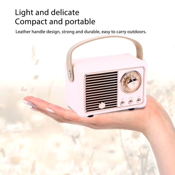Retro Bluetooth-högtalare kraftfull subwoofer-effekt bärbar mini utomhus trådlös högtalare rosa