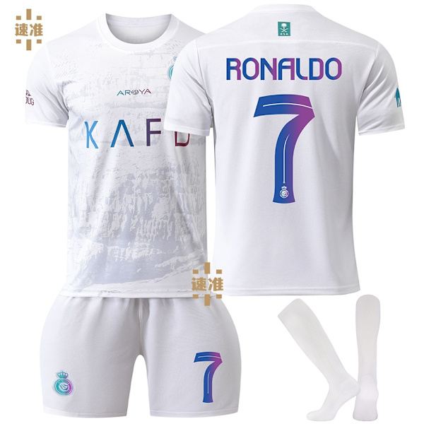 24/25 Fodbolddragt til Børn Træningsdragt Fodbolddragt til Drenge, Al-Nassr nr. 7 RONADOL Fodboldholdstrøje Træningsdragt Skjorter Shorts og M