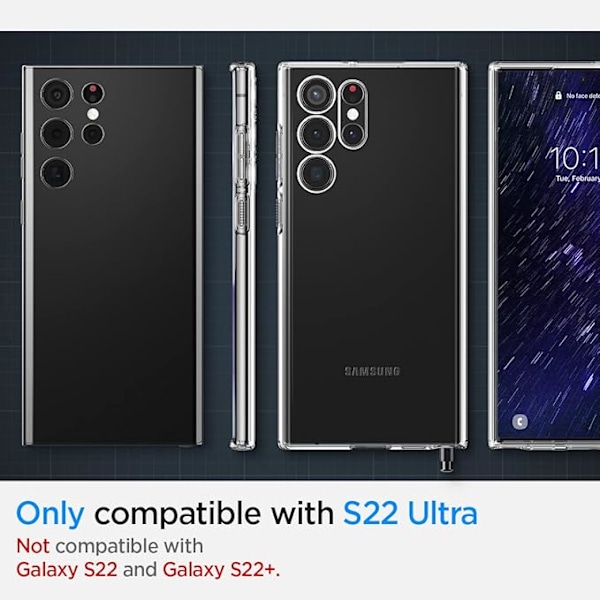 Liquid Crystal-deksel designet for Galaxy S22 Ultra (2022) - Krystallklar