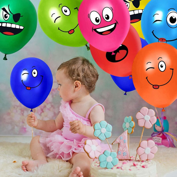 100 st Emotion Series Latexballonger, Emoji Latex 12\" Ballonger, Emoji Ballonger Latex Emotion Smiley Face Ballonger, Födelsedagsballong, Col