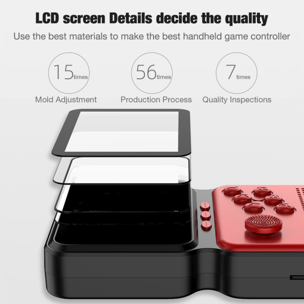 Handhållen spelkonsol 900 inbyggda klassiska spel 3-tums LCD-färgskärm Pocket Mini Game Controller Red