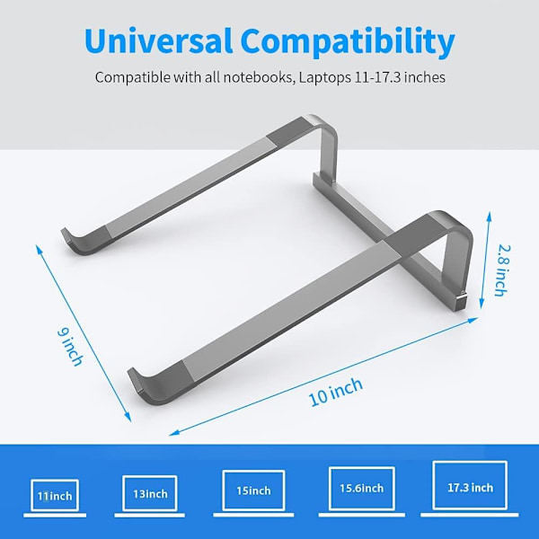 Ergonomiskt laptopställ med stabil kylningsdesign, justerbar höjd för bekväm visning, passar 12-16 tums bärbara datorer, perfekt för grey