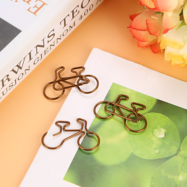 20 kpl Metallinen polkupyörän muotoinen paperiliitin Kahvin väri Kirjanmerkki Office School Paperipidike