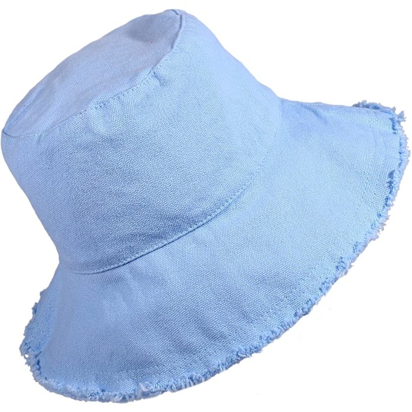 Solhattar för kvinnor Sommar Casual Bred Brätte Bomull Bucket Hat Strand Semester Resa Tillbehör Blue