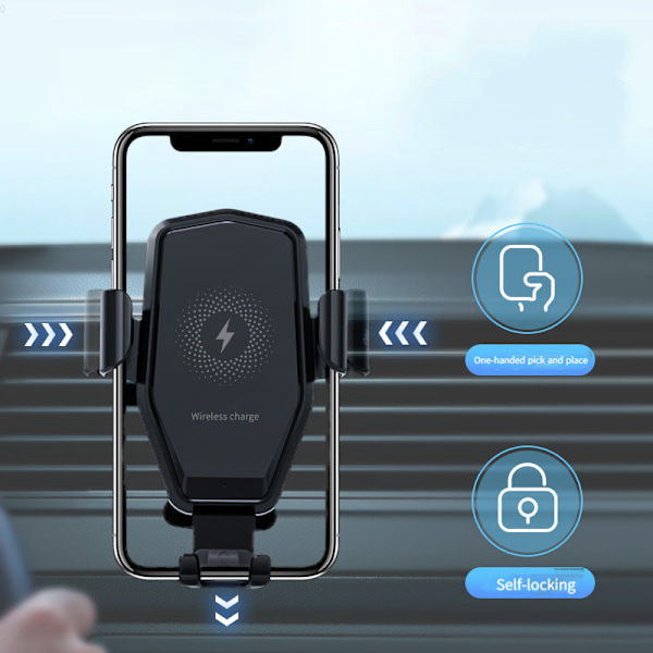 15W Type-C Android Dobbel Inngang Trådløs Billader - Svart Komplett Pakke Dobbel Inngang 15W Trådløs Lader (Én Enhet)