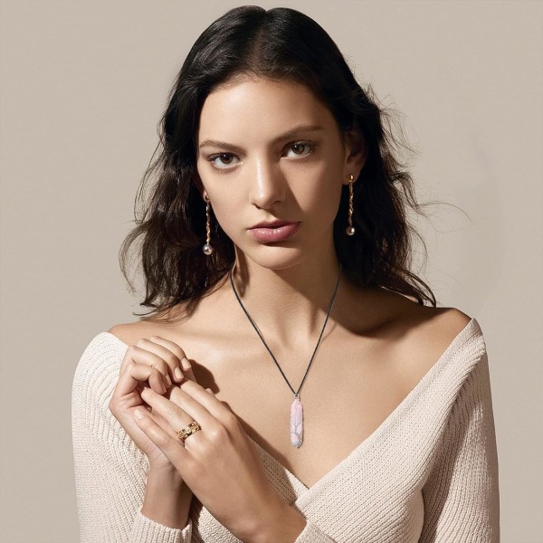 Läkande kristallhalsband Livets träd Wire Wrapped Naturlig stenspets Hänge Halsband Hexagonal Reiki Spirituell kvarts Ädelstens smycken för kvinnor M Leather Chain3