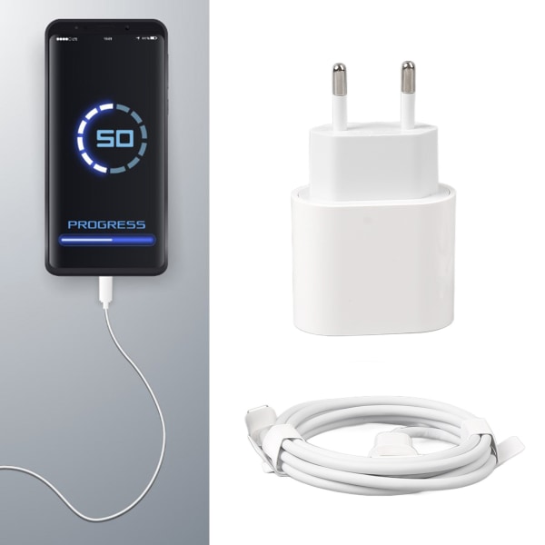 20 W:n puhelimen lataussovitin, tyyppi C - IOS-liitäntäkaapeli, nopea PD-seinälatauspistoke 3,3 jalan latauskaapelilla iPhonelle, EU-pistoke 100-240 V